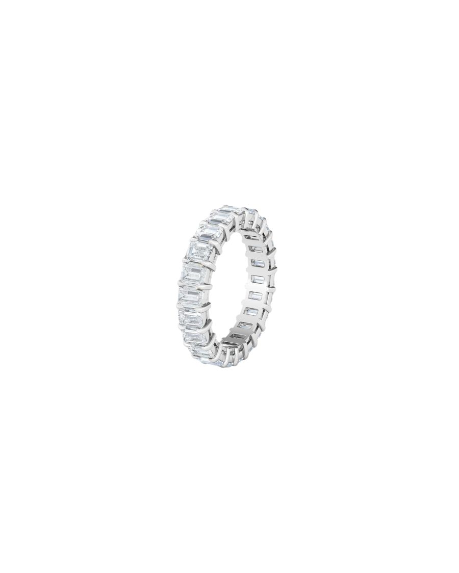 Emerald Rhodium Line Eternity Band